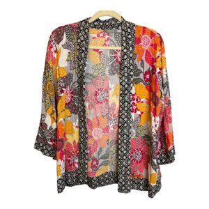 Habitat Blouse Women's‎ Size XS Cardigan Open Front Abstract Oversized Floral